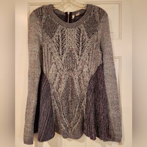 MOTH UNIQUE TUNIC SWEATER SZ S. GRAY INSERT LOOKS HANDMADE. EUC